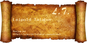 Leipold Talabor névjegykártya